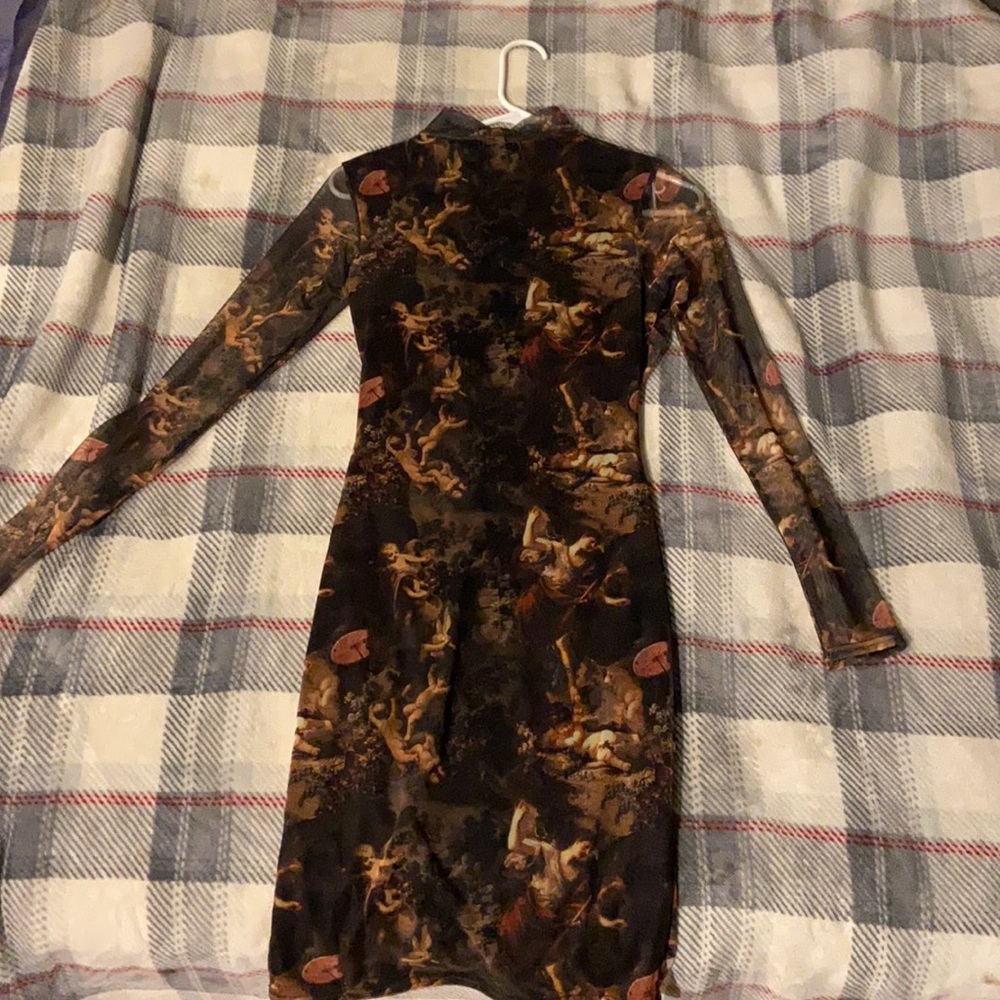 Prettylittlething Bodycon Long Sleeve Black Mesh Dress